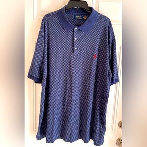 Polo Ralph Lauren Shirt Men Polo‎ 2XLT Blue Anchor Allover Print Nautical Preppy